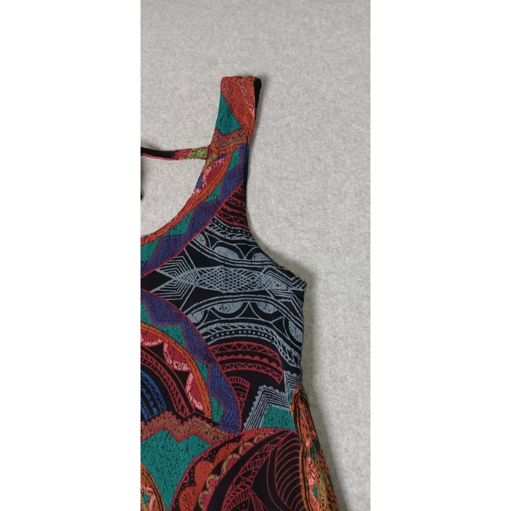Angie Sleeveless Swing Tunic Mini Dress Large Geometric Tribal Print Boho Retro - Picture 5 of 11